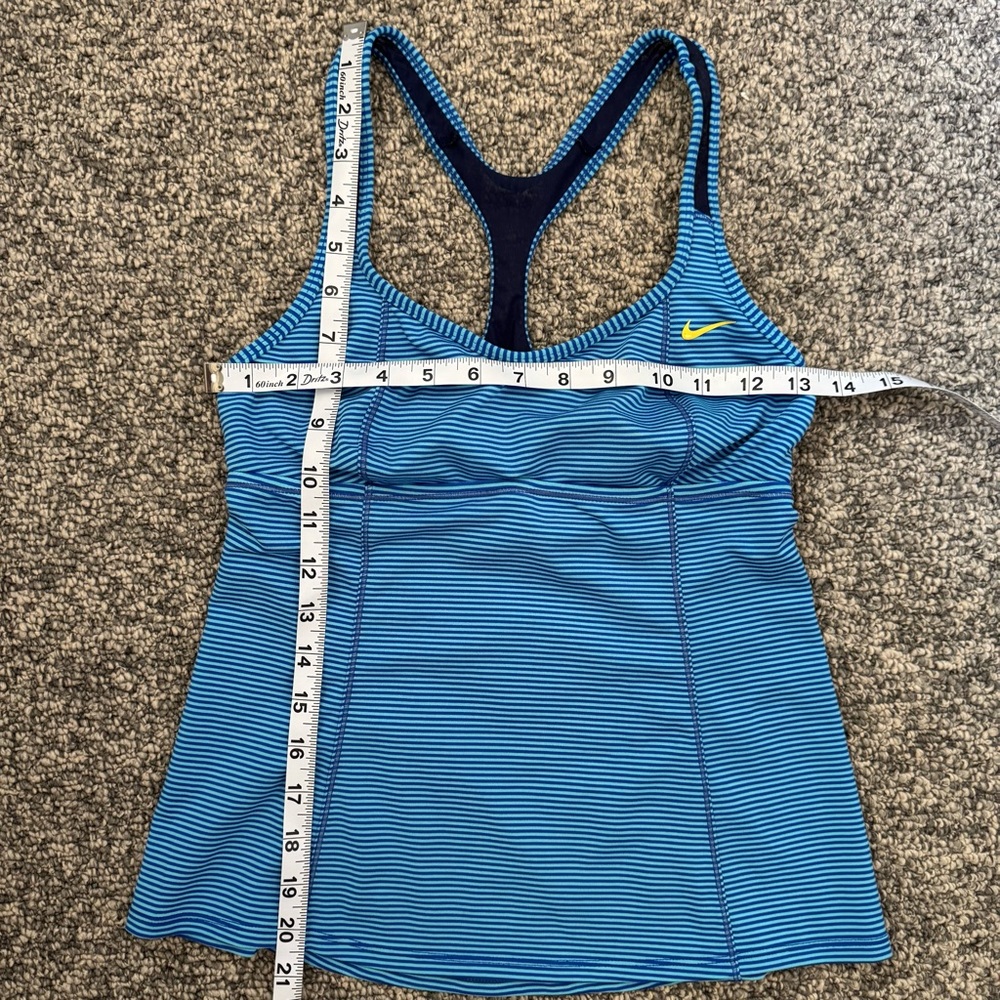 Nike Striped Racerback Sports Tank - Blue Stripes Size Small - Picture 7 of 8